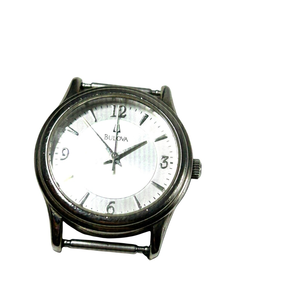 Bulova Womens Silver Tone Watch Head C899236 A8 Sunburst Dial Water Resist